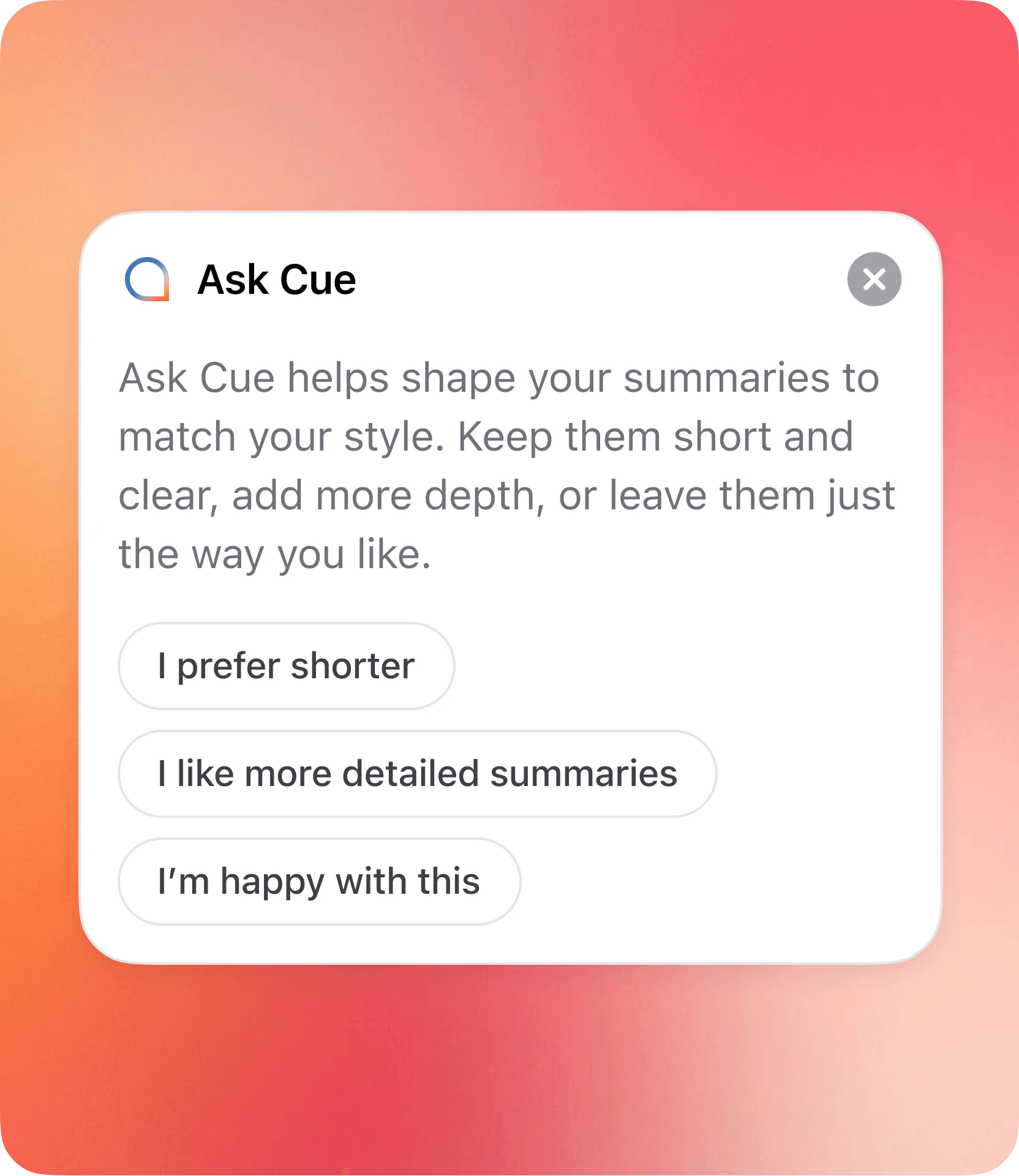 Action items tracking interface
